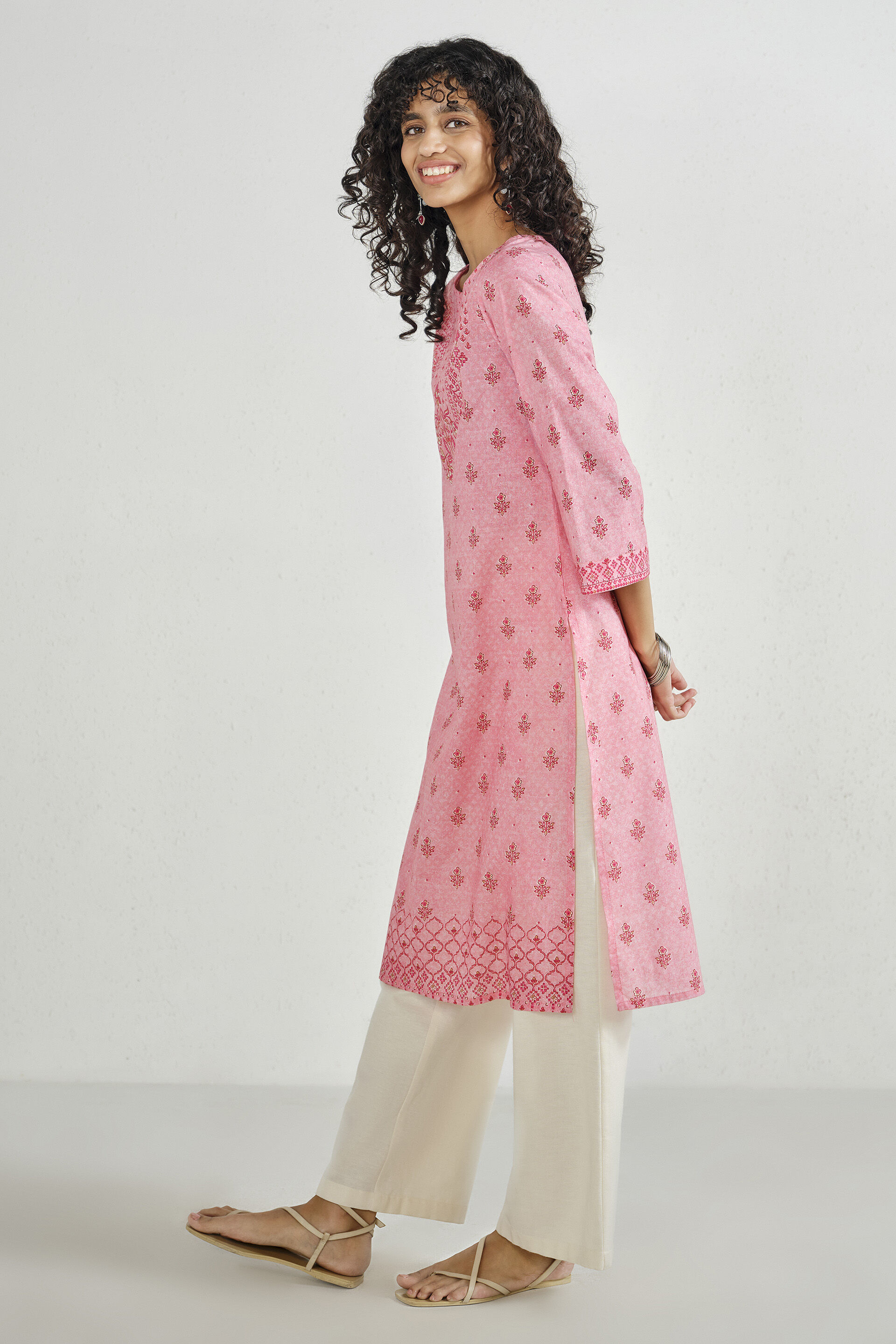 Gulabi Hush Cotton Kurta, Blush, image 5